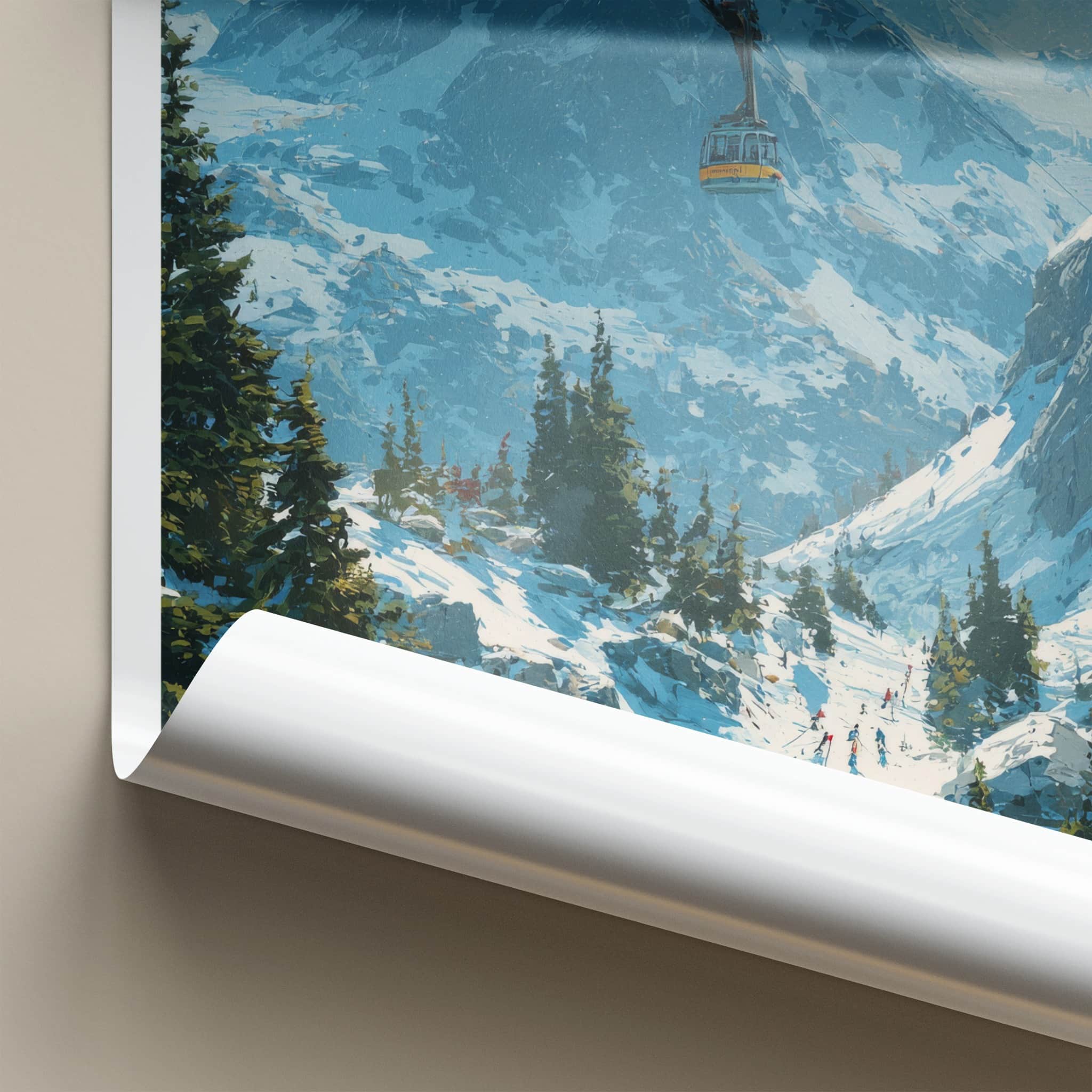 Whistler Poster - British Columbia Art Print - Skiers Snowy Scene Home Decor