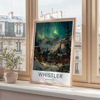 Whistler Poster - Canada Framed Print - Aurora Snowy Village Framed Decor