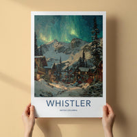 Whistler Poster - Canada Framed Print - Aurora Snowy Village Framed Decor