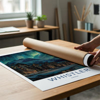 WHISTLER Poster - Canada Framed Print - Winter Night Aurora Framed Decor