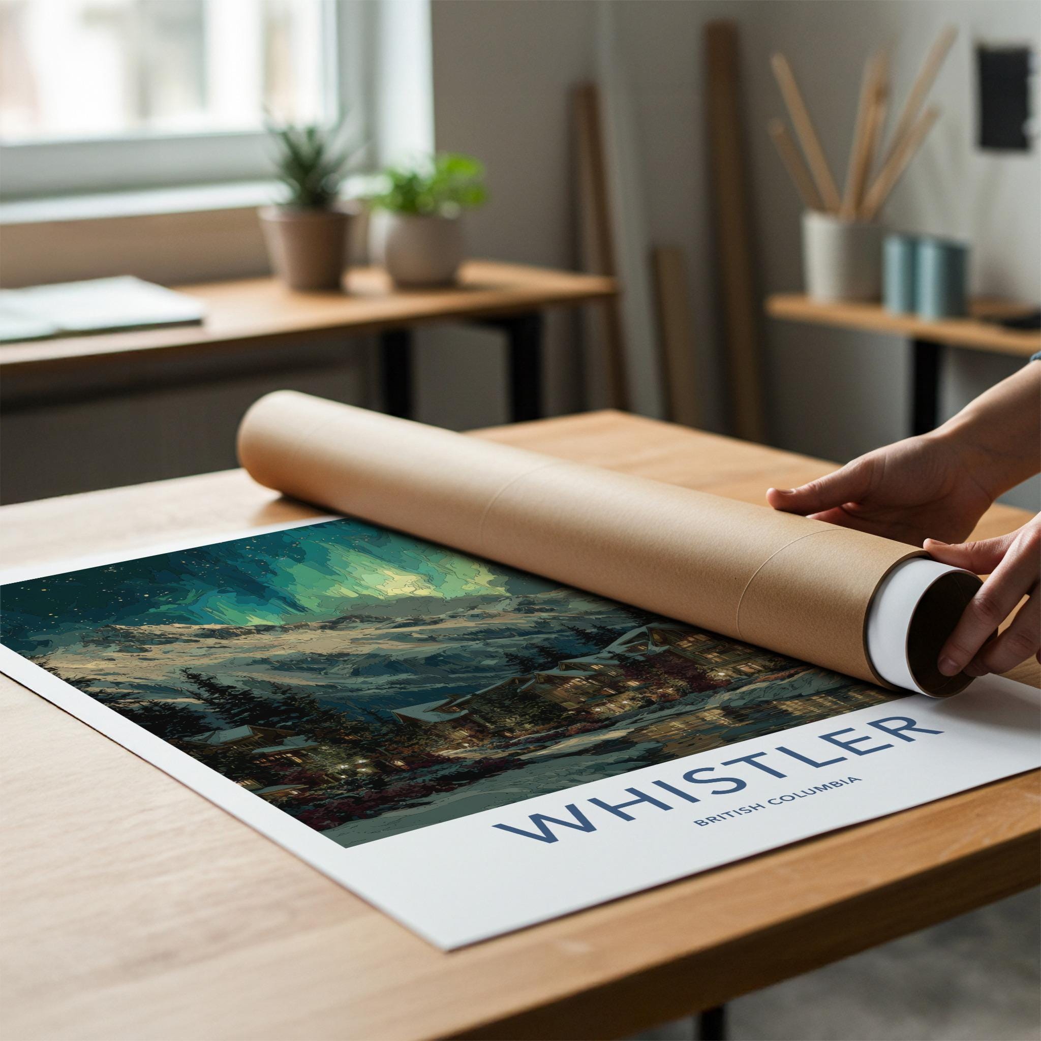 Whistler Poster - Canada Travel Art - Aurora Mountain Village Home Decor