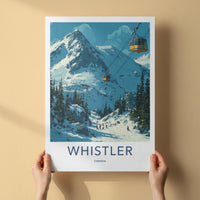 WHISTLER Poster - Canada Travel Art - Mountain Gondola Skier Home Decor