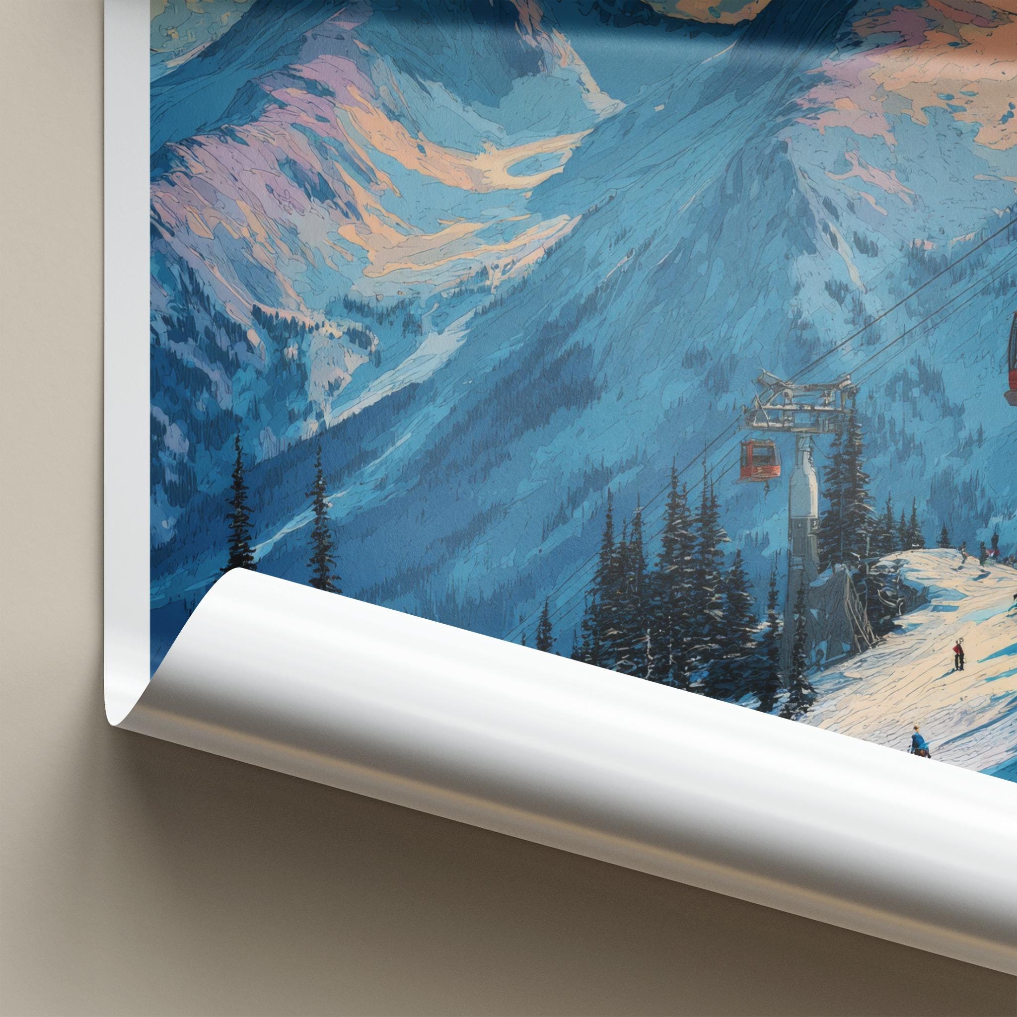 Whistler Poster - Canada Travel Art - Ski Mountain Gondola Home Decor