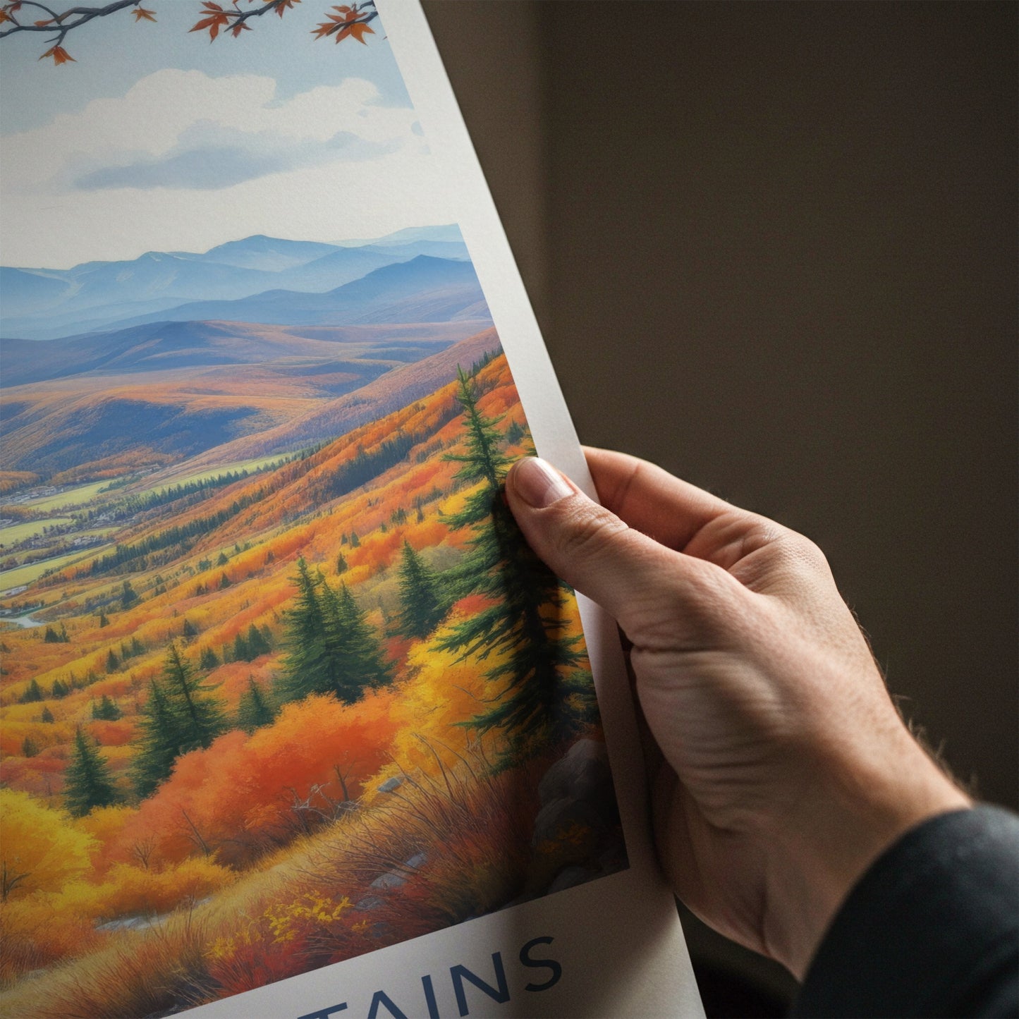White Mountains Poster - New Hampshire Travel Art - Autumn Valley Village Home Decor