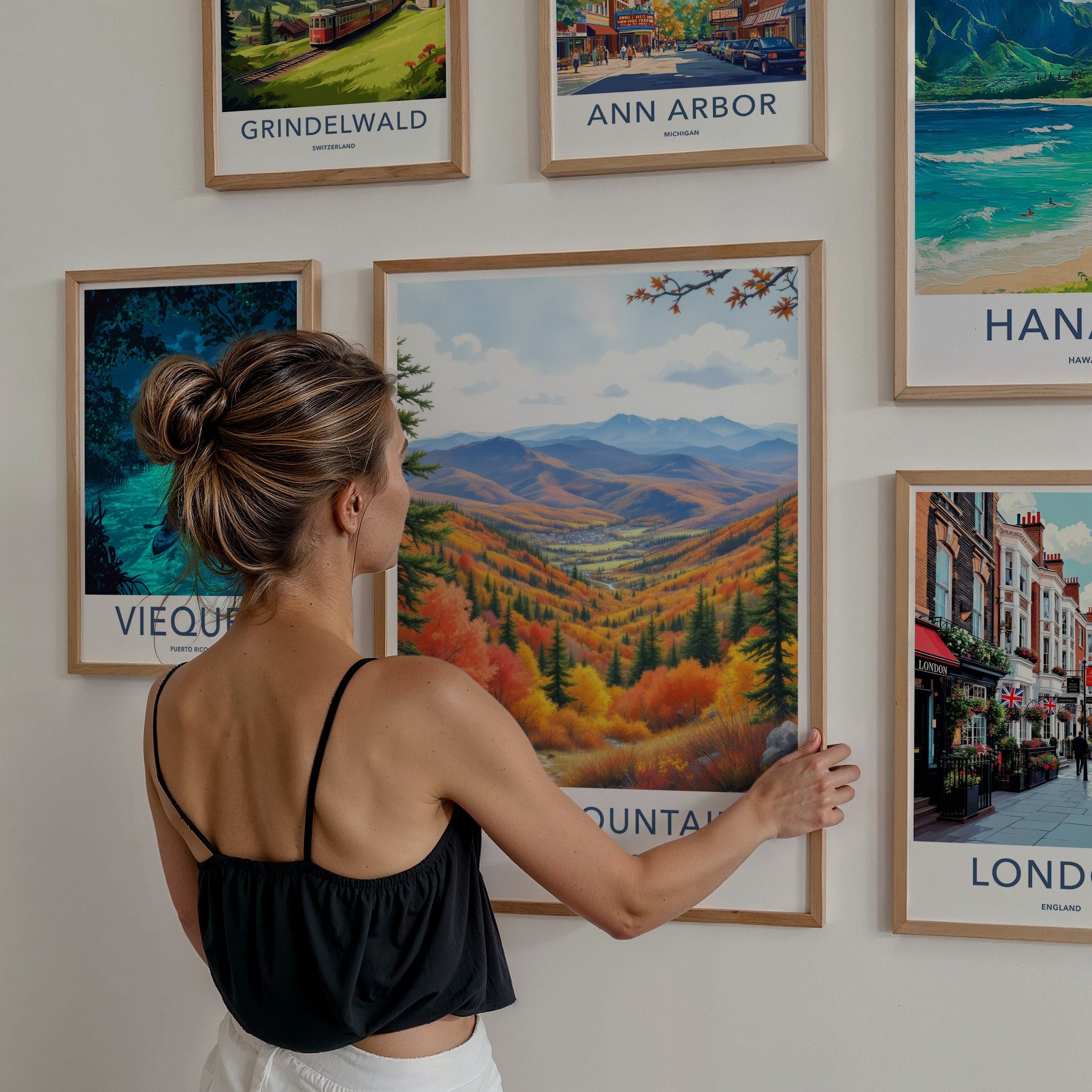 White Mountains Poster - New Hampshire Travel Art - Autumn Valley Village Home Decor