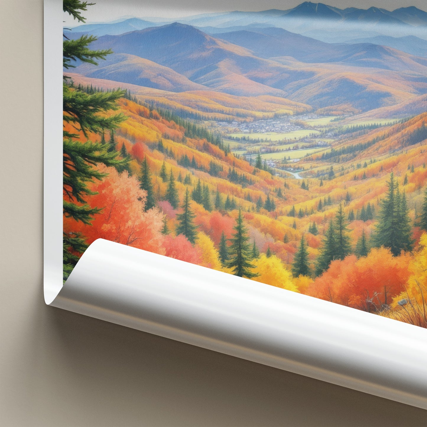 White Mountains Poster - New Hampshire Travel Art - Autumn Valley Village Home Decor