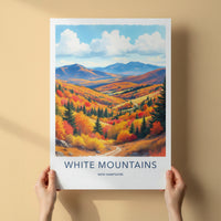 White Mountains Poster - New Hampshire Travel Art - Vibrant Autumn Hills Wall Decor