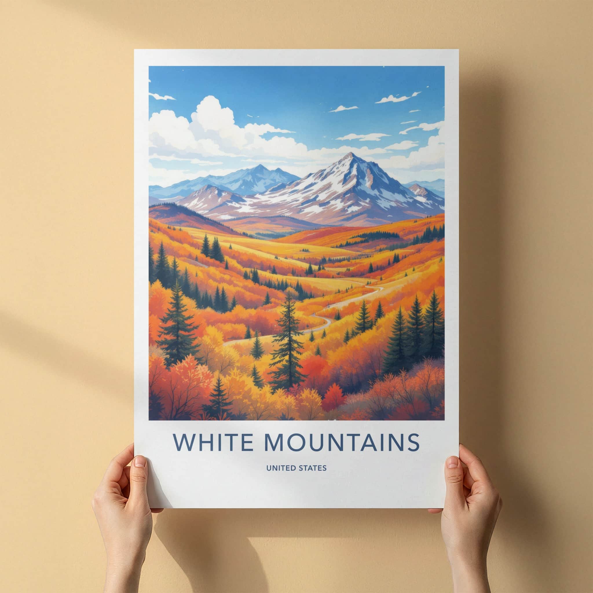 White Mountains Poster - United States Wall Art - Lush Autumn Trees Framed Decor