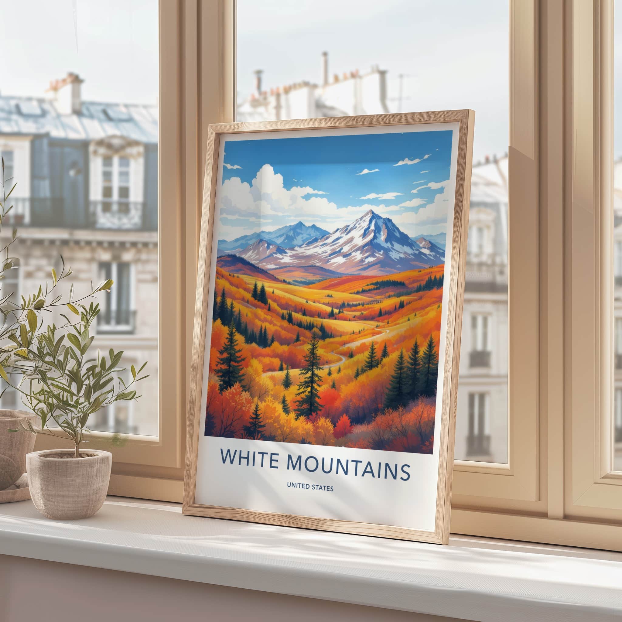 White Mountains Poster - United States Wall Art - Lush Autumn Trees Framed Decor