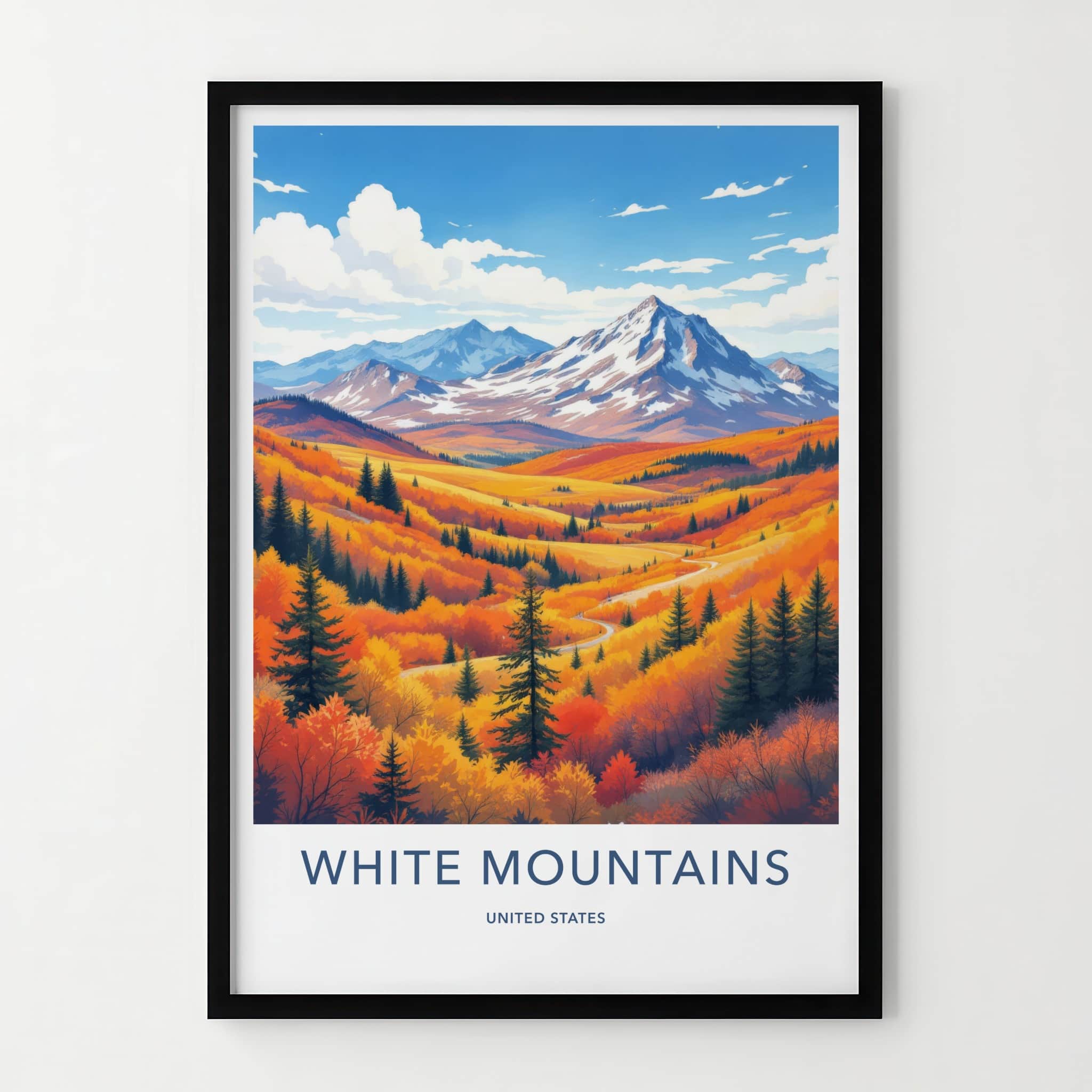 White Mountains Poster - United States Wall Art - Lush Autumn Trees Framed Decor