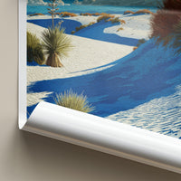 White Sands Poster - New Mexico Travel Art - Windswept Dunes Plants Home Decor