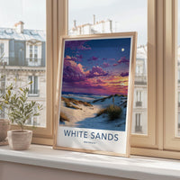 White Sands Poster - New Mexico Wall Art - Vibrant Desert Moon Home Decor