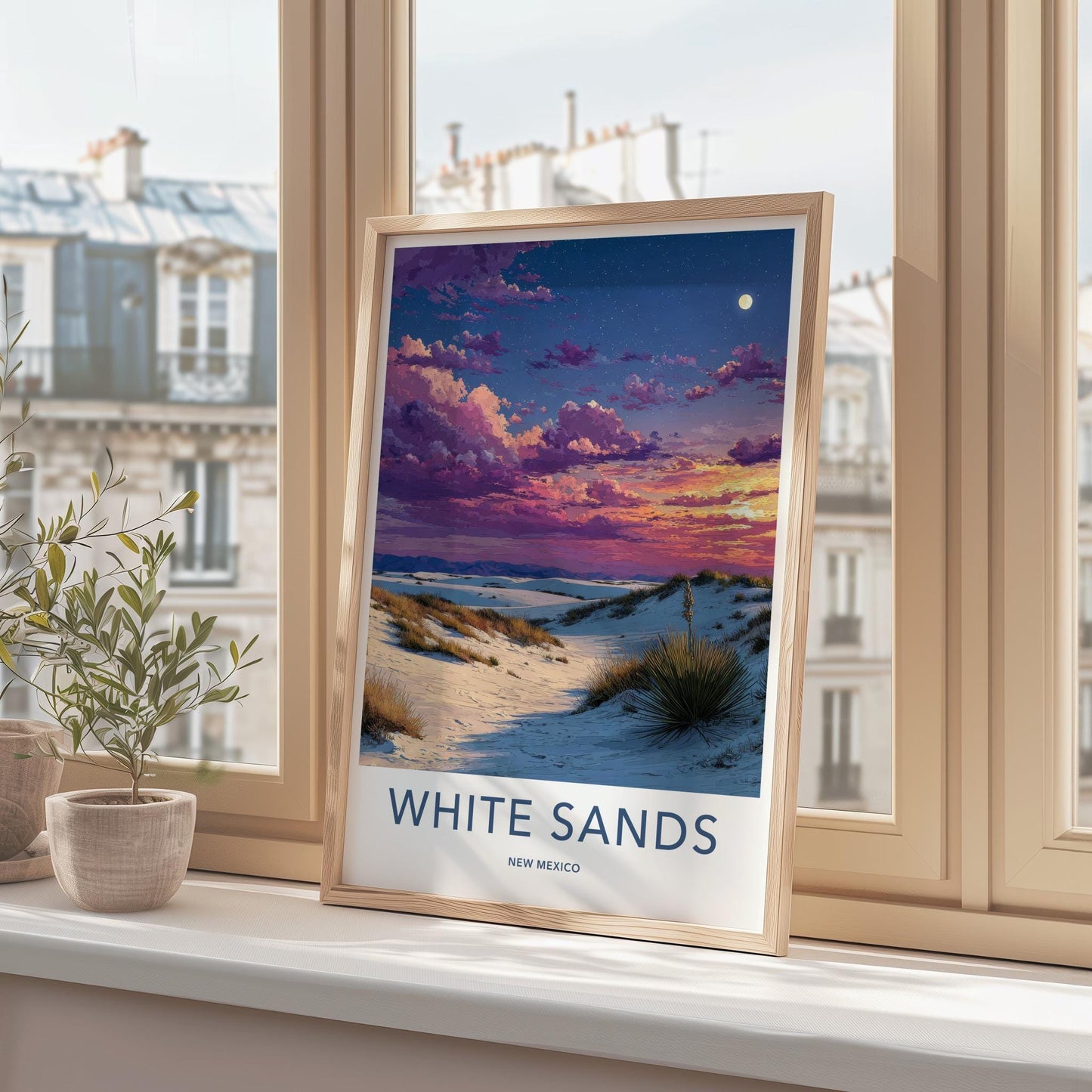 White Sands Poster - New Mexico Wall Art - Vibrant Desert Moon Home Decor