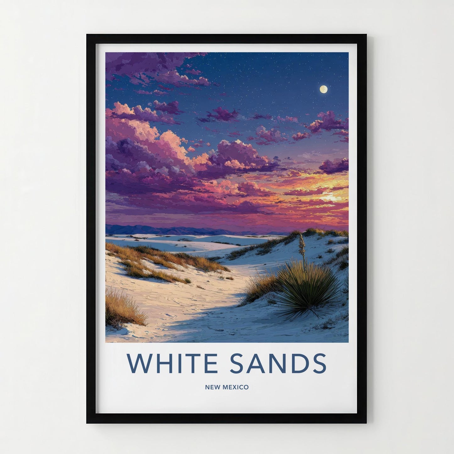 White Sands Poster - New Mexico Wall Art - Vibrant Desert Moon Home Decor