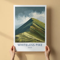 Whiteless Pike Poster - England Art Print - Steep Grassy Ridge Wall Decor