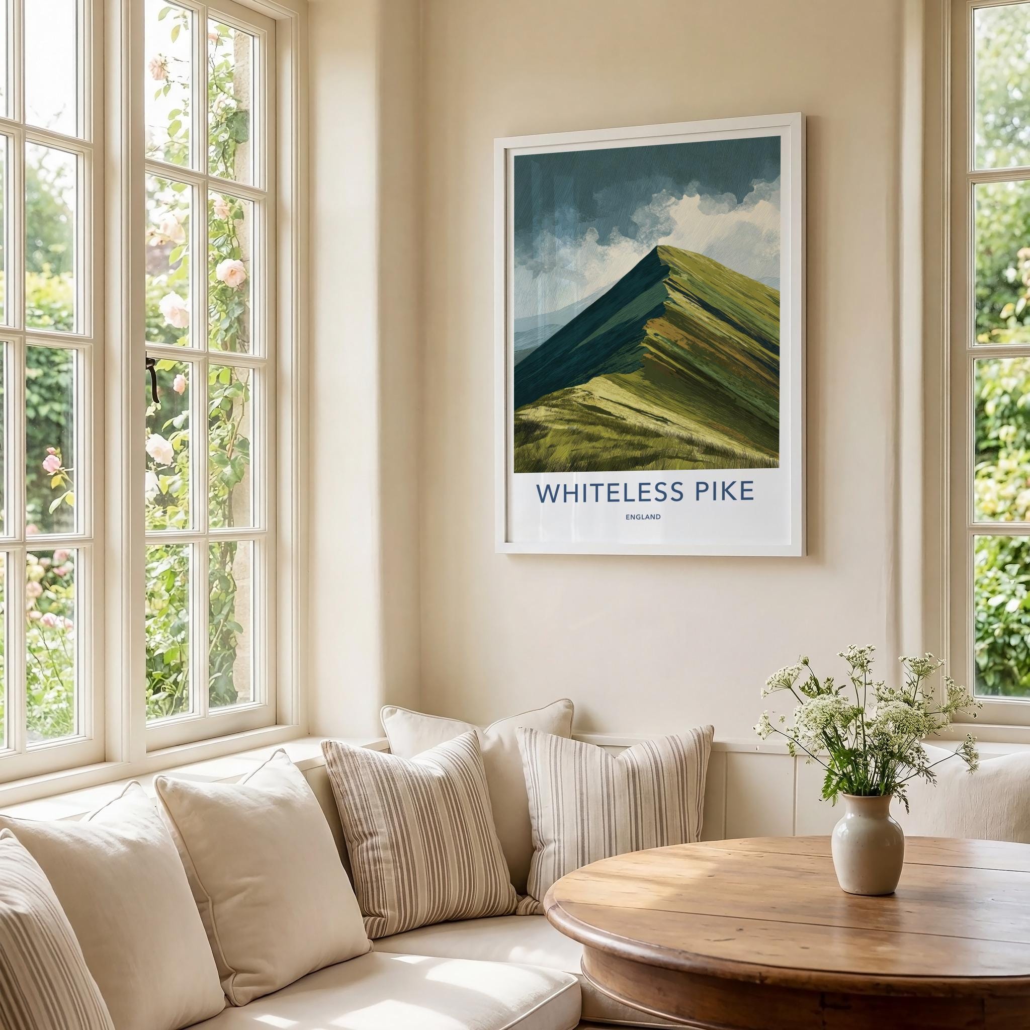 Whiteless Pike Poster - England Art Print - Steep Grassy Ridge Wall Decor