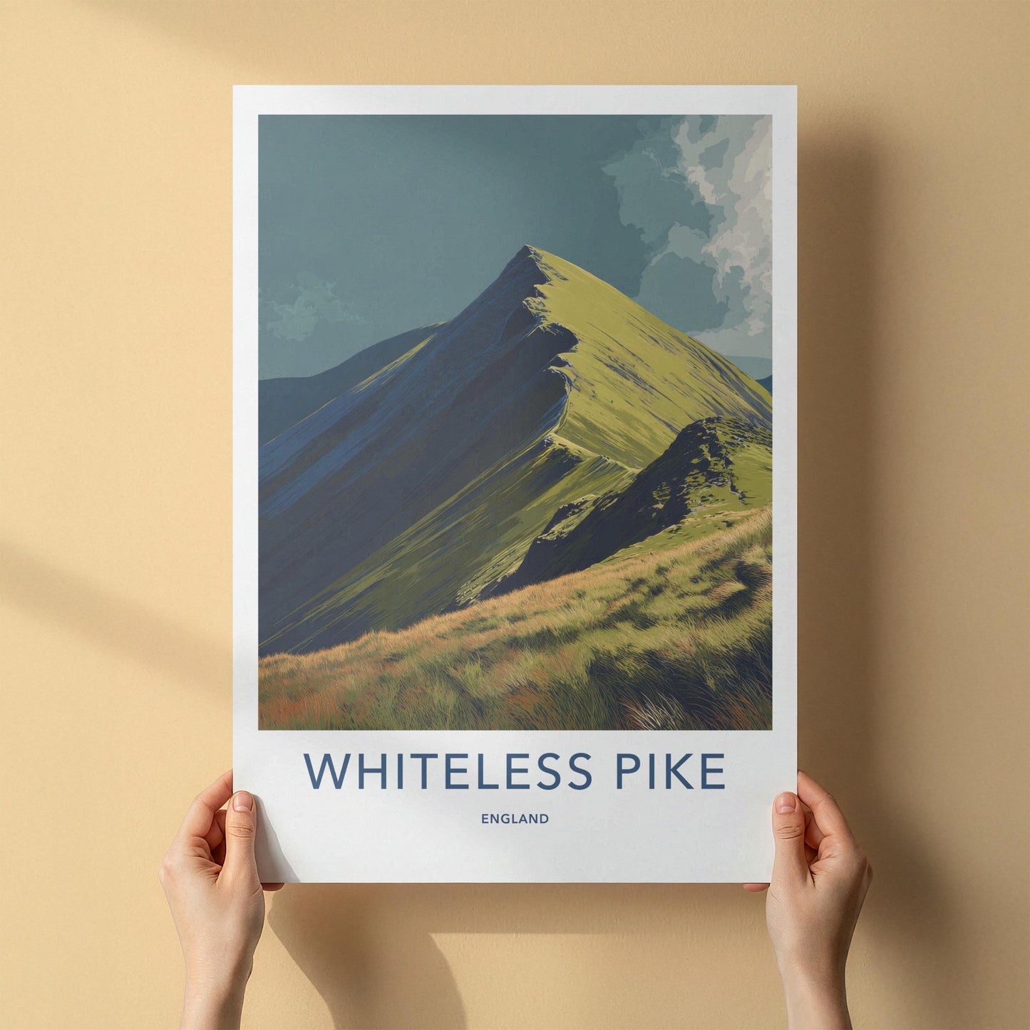 Whiteless Pike Poster - England Travel Art - Dramatic Mountain Peak Home Decor