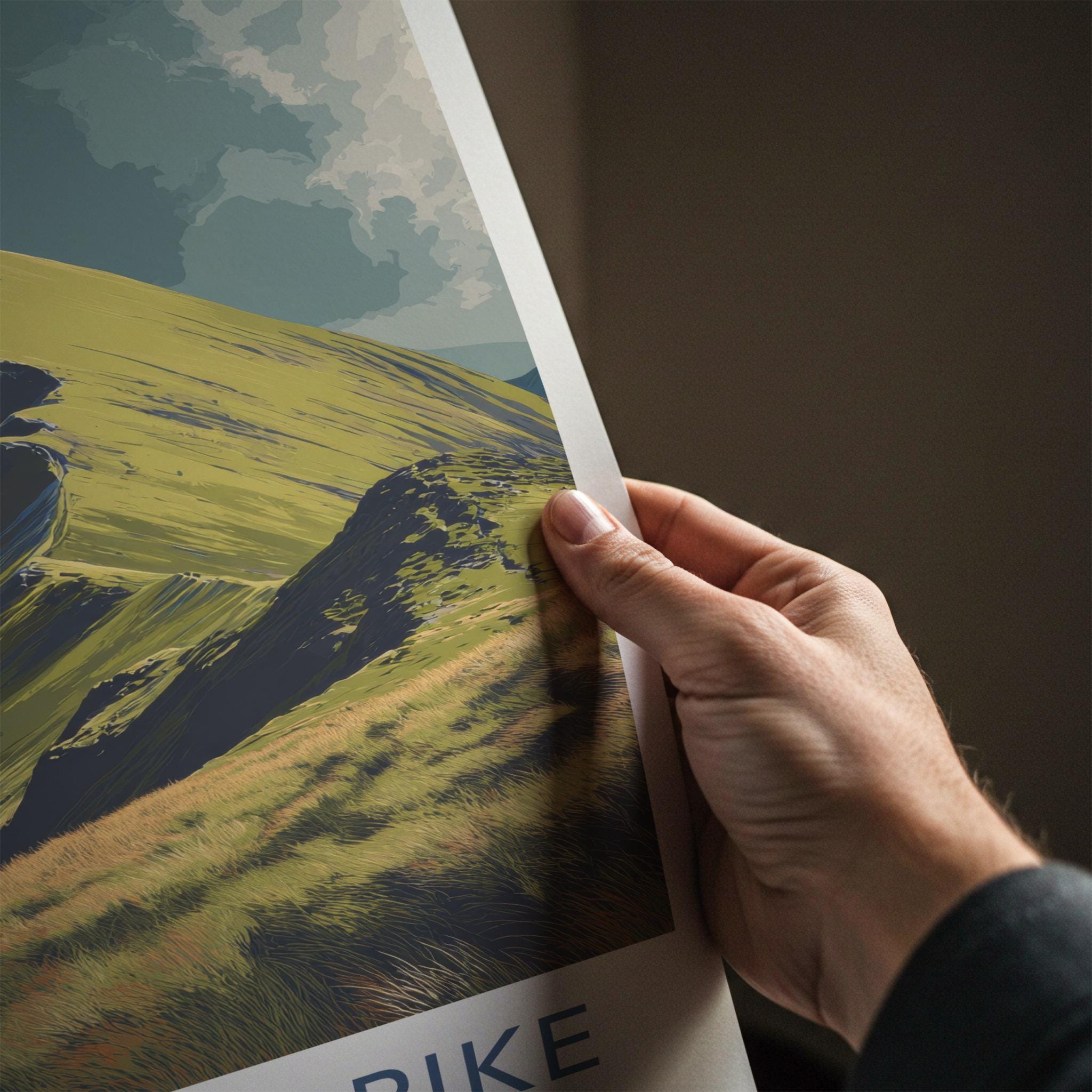 Whiteless Pike Poster - England Travel Art - Dramatic Mountain Peak Home Decor