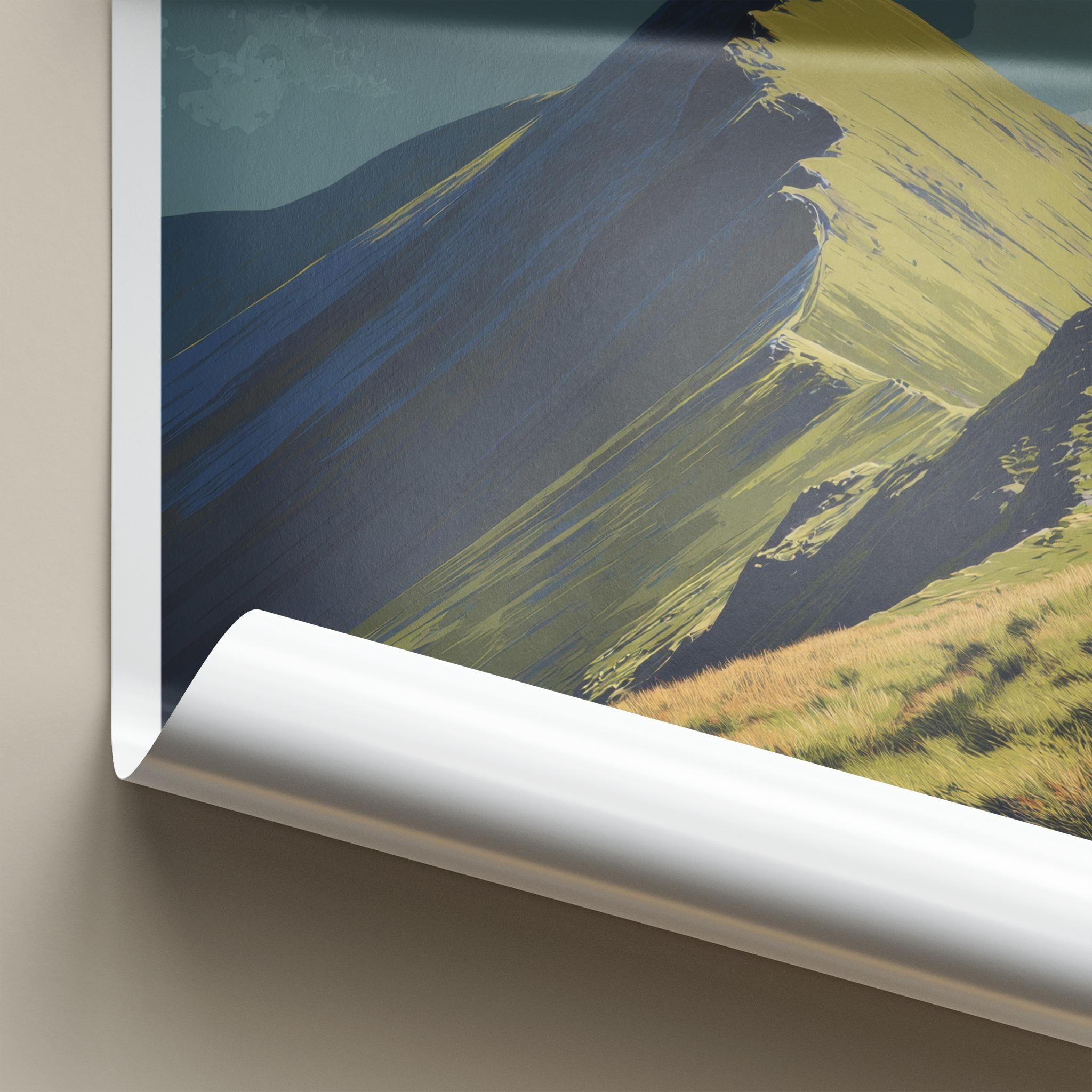 Whiteless Pike Poster - England Travel Art - Dramatic Mountain Peak Home Decor