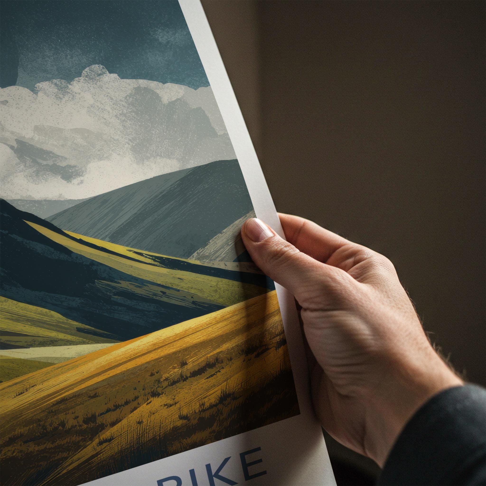 Whiteless Pike Poster - England Travel Art - Golden Mountain Peaks Home Decor