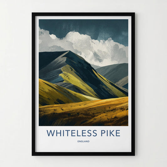 Whiteless Pike Poster - England Travel Art - Golden Mountain Peaks Home Decor