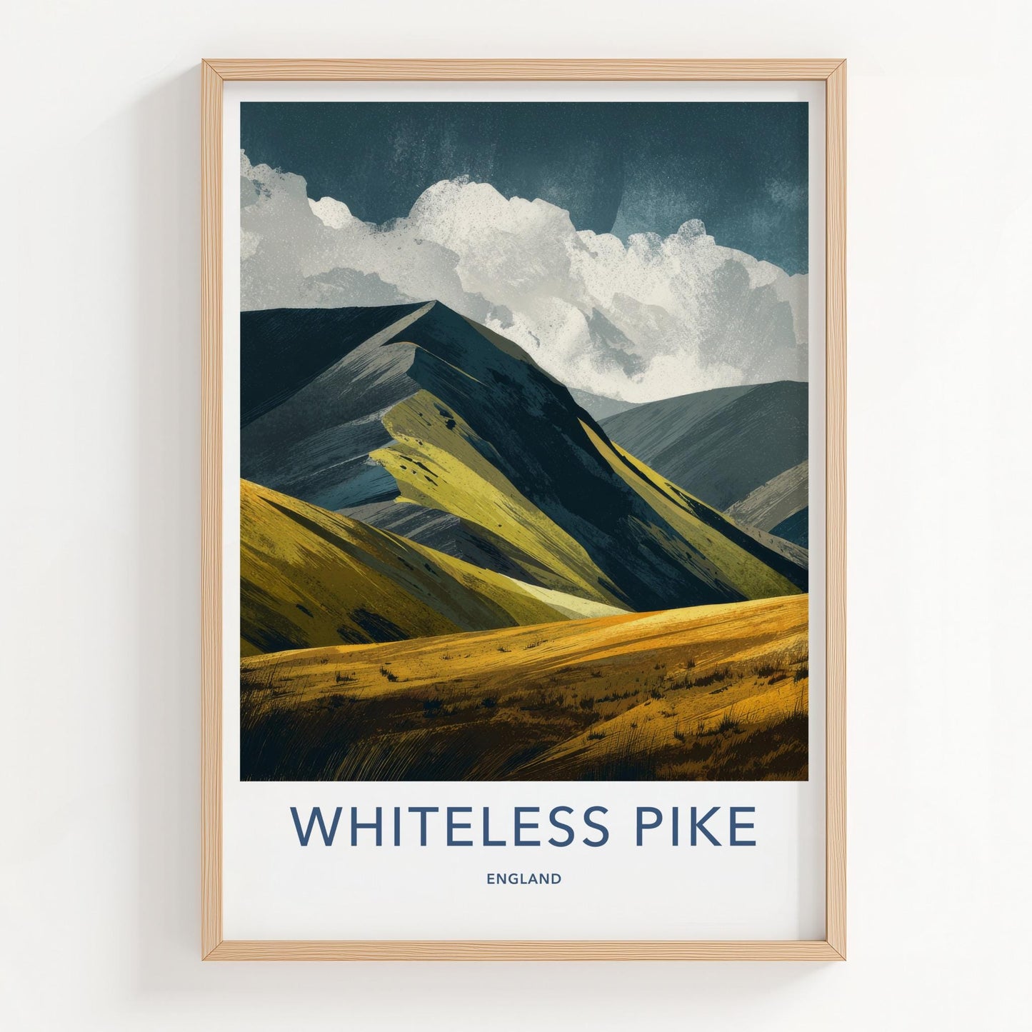Whiteless Pike Poster - England Travel Art - Golden Mountain Peaks Home Decor
