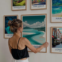 Whitsundays Poster - Australia Travel Art - Winding Bay Shore Wall Decor
