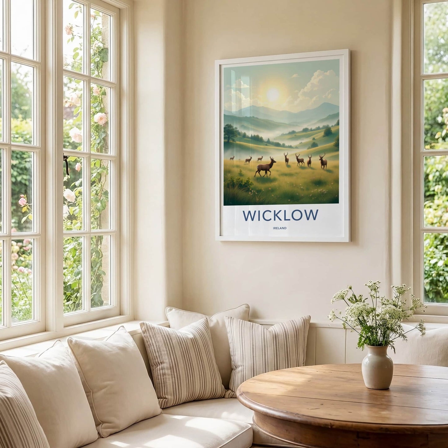 Wicklow Poster - Ireland Travel Art - Misty Deer Valley Wall Decor
