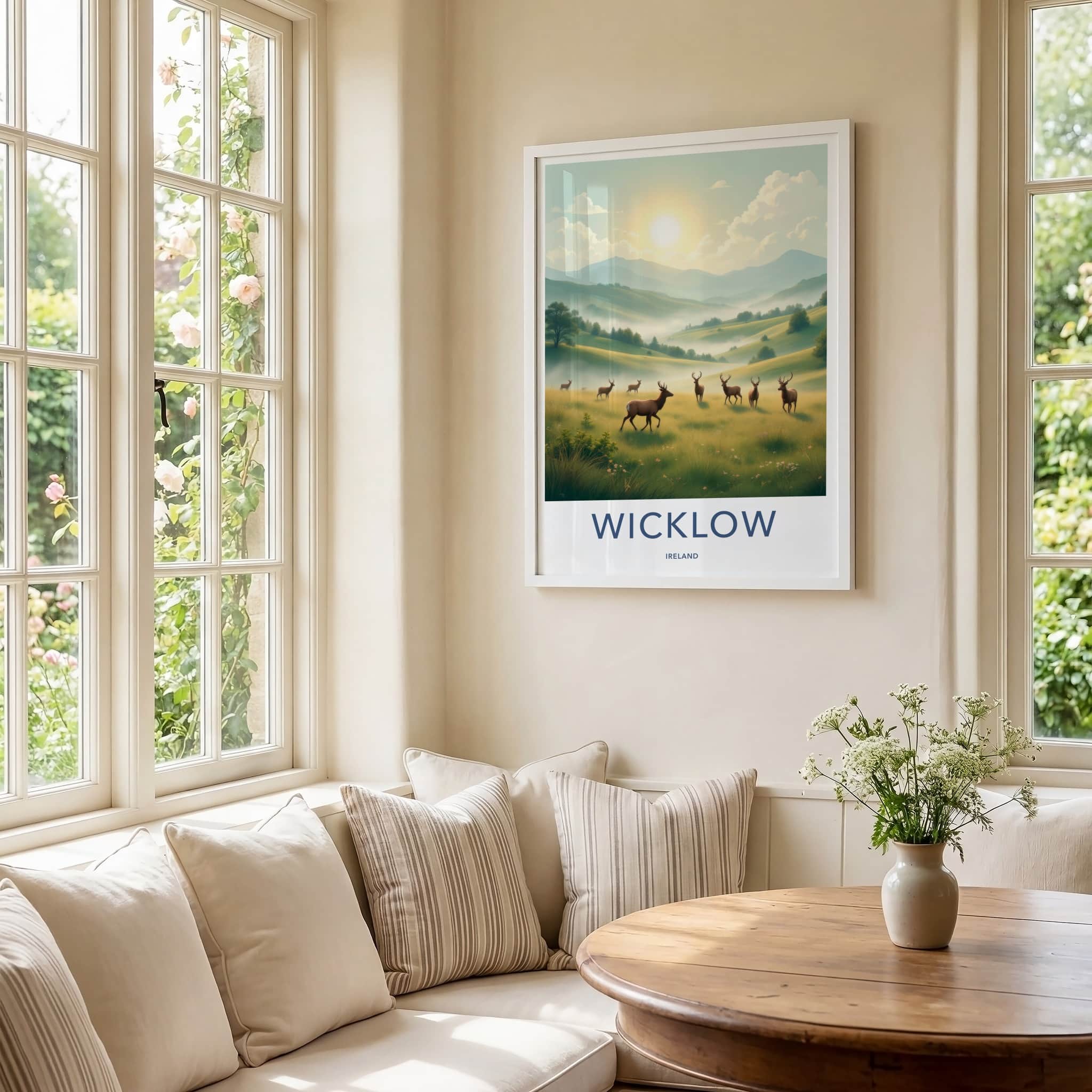 Wicklow Poster - Ireland Travel Art - Misty Deer Valley Wall Decor