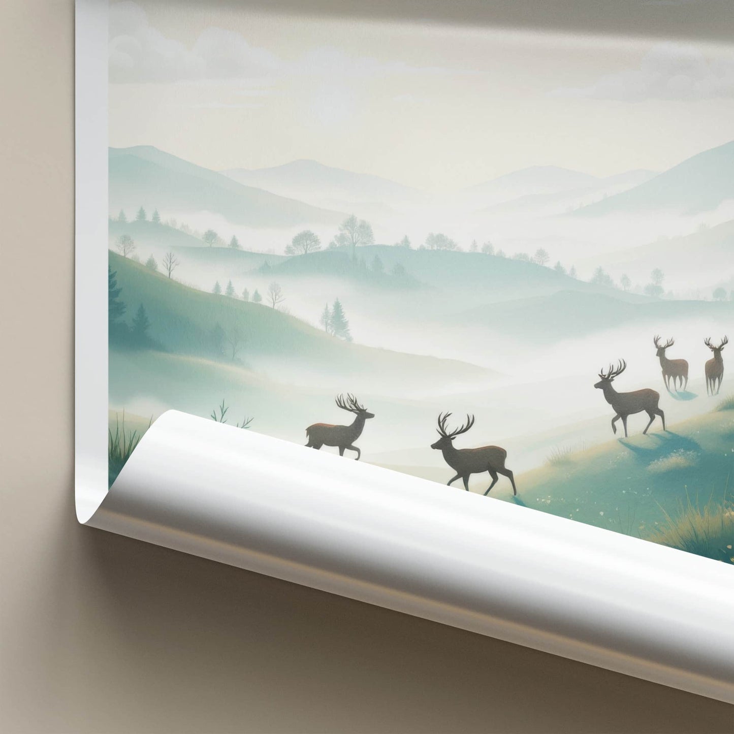 Wicklow Poster - Ireland Travel Art - Misty Hills Deer Home Decor