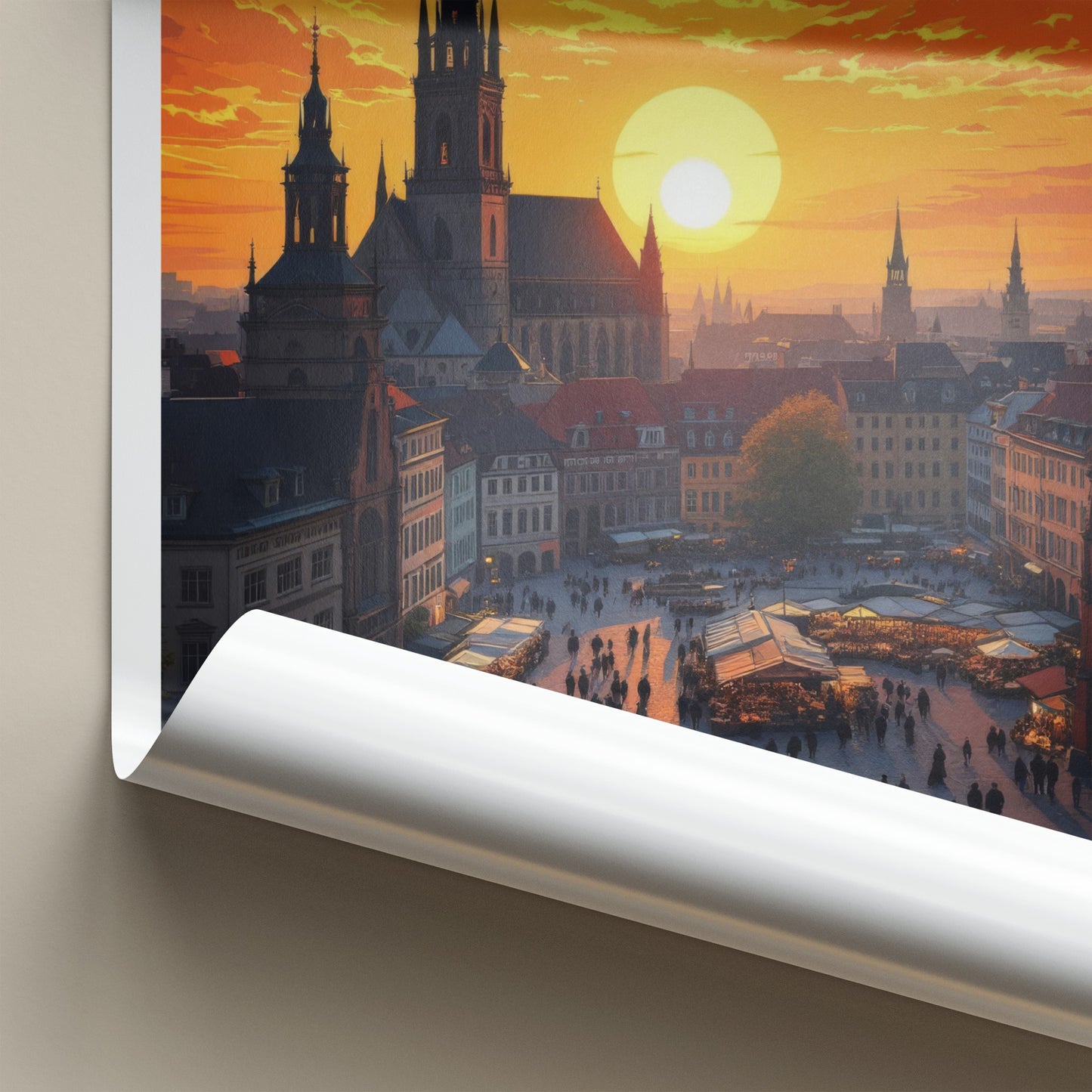 Wielkopolska Poster - Poland Travel Art - Golden Spire Skyline Wall Decor