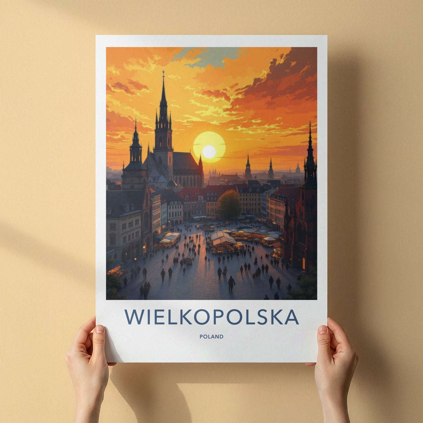 Wielkopolska Poster - Poland Travel Art - Golden Spire Skyline Wall Decor