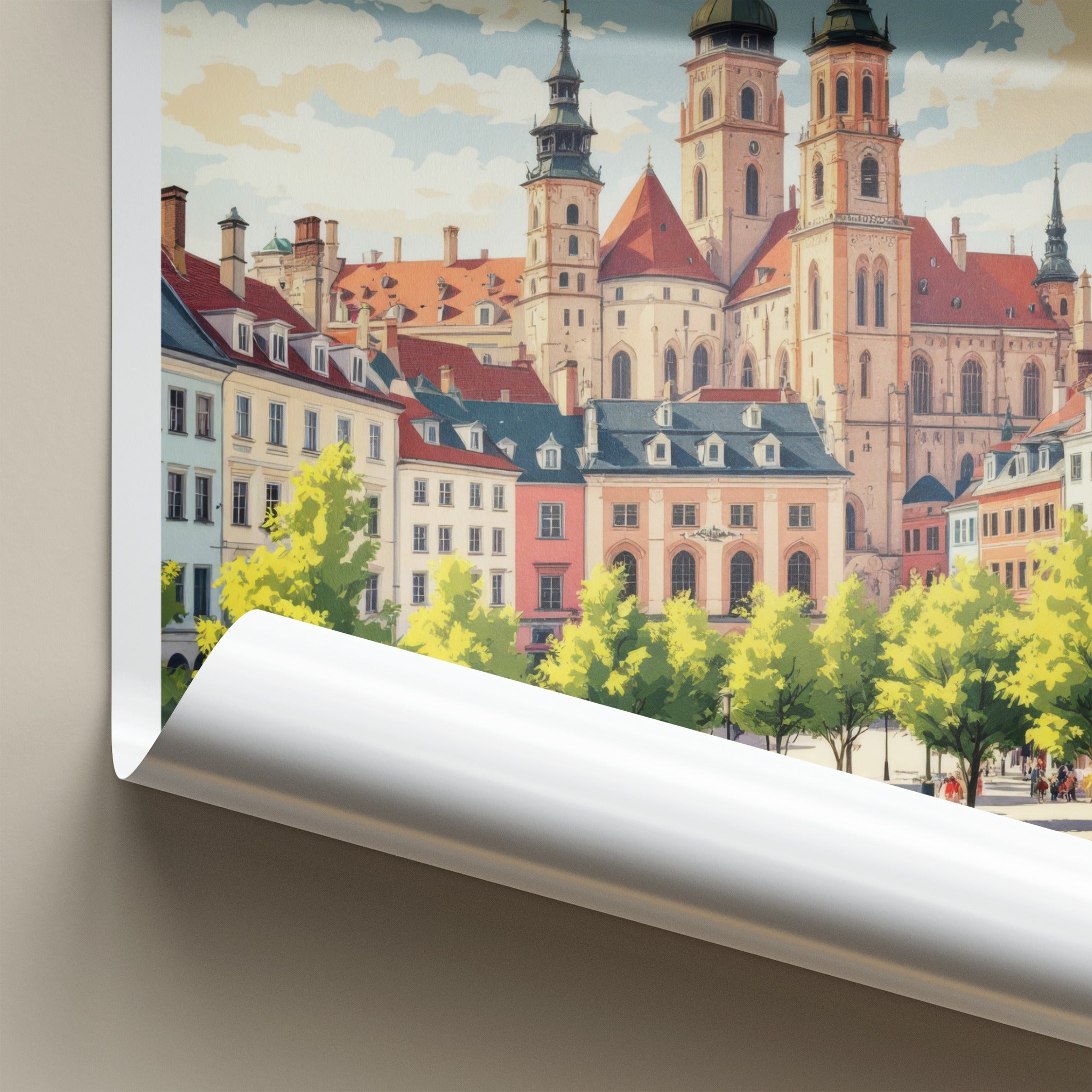 Wielkopolska Poster - Poland Travel Art - Historic Church Spires Home Decor