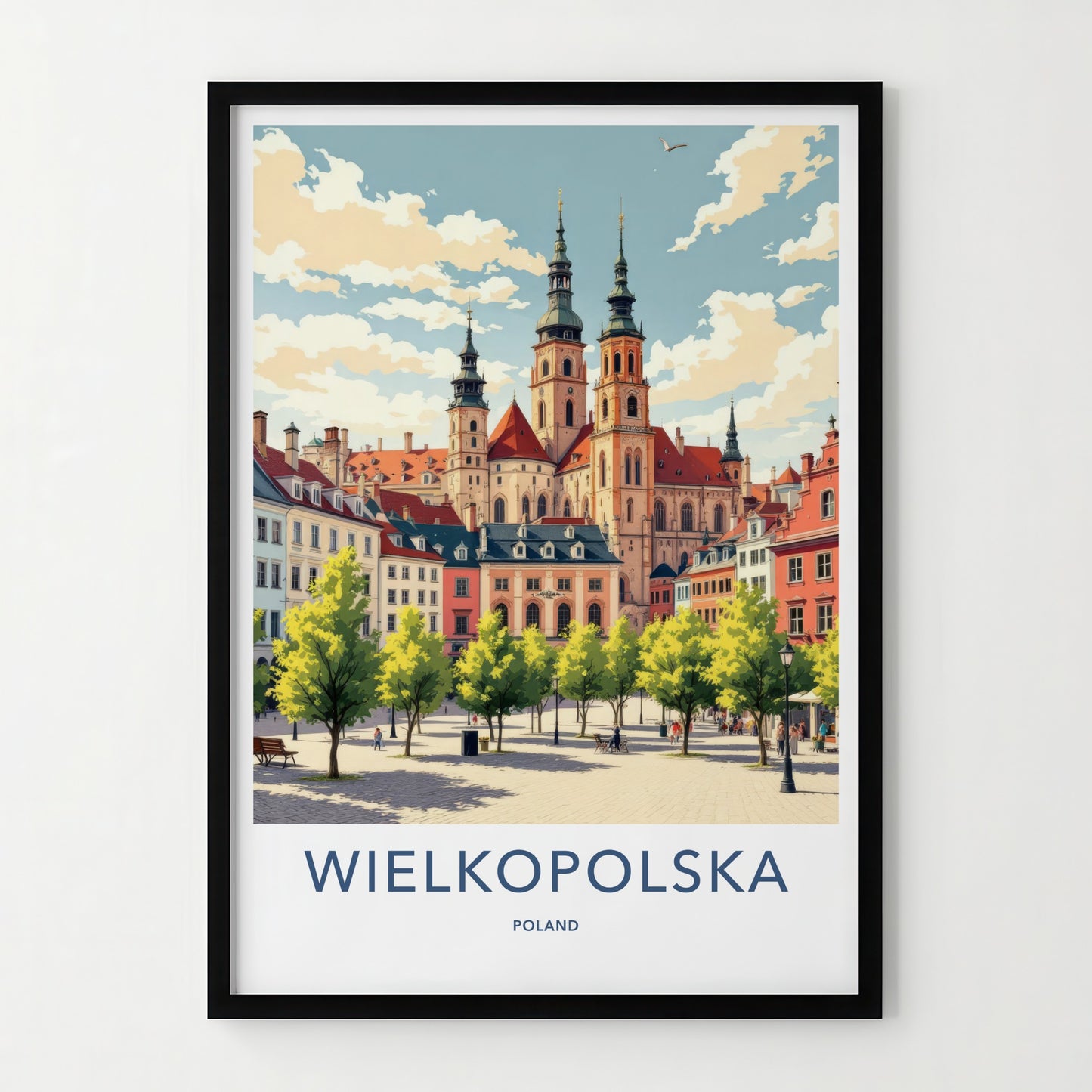 Wielkopolska Poster - Poland Travel Art - Historic Church Spires Home Decor