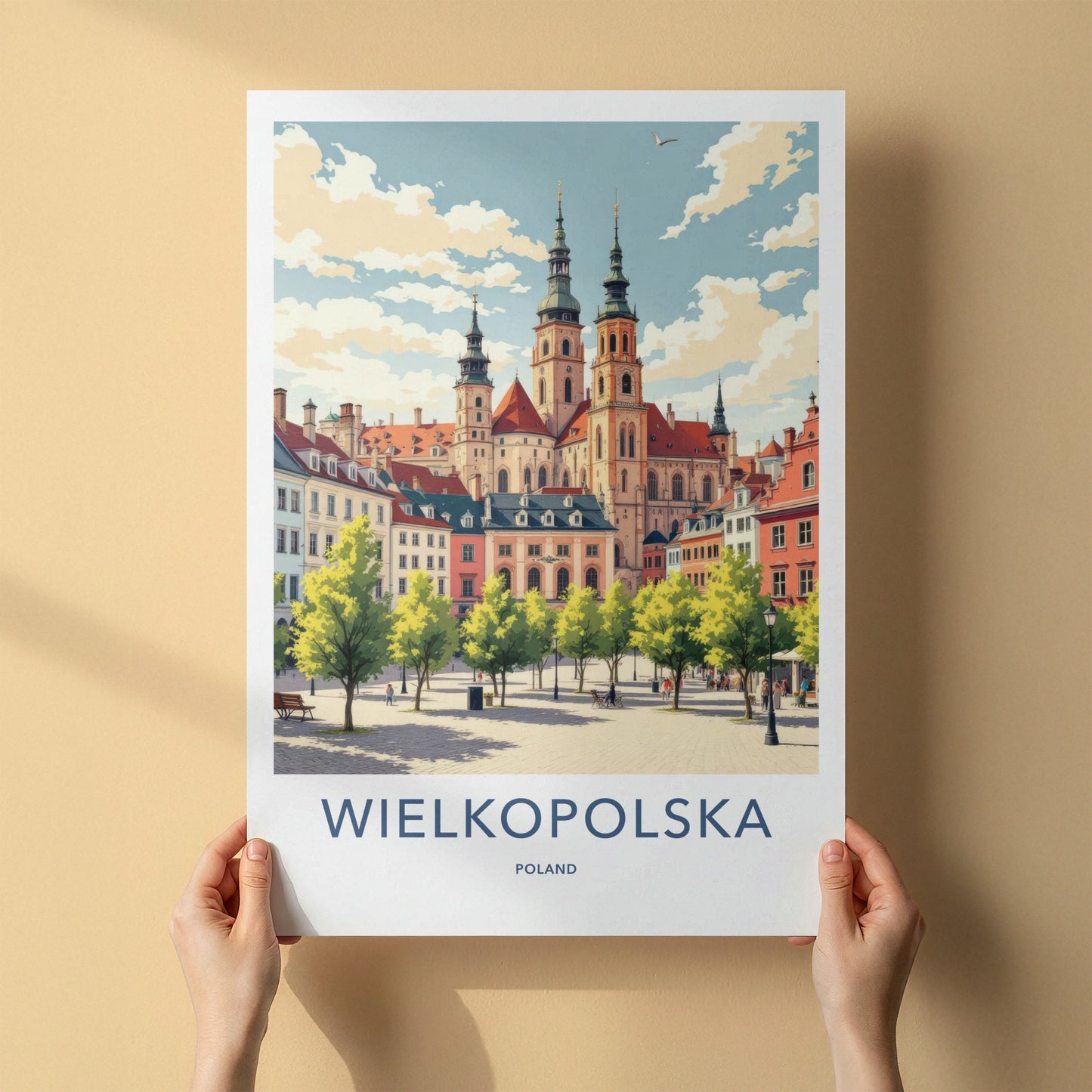 Wielkopolska Poster - Poland Travel Art - Historic Church Spires Home Decor