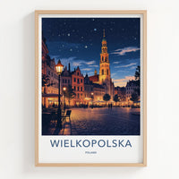 Wielkopolska Poster - Poland Travel Art - Illuminated Night Square Home Decor