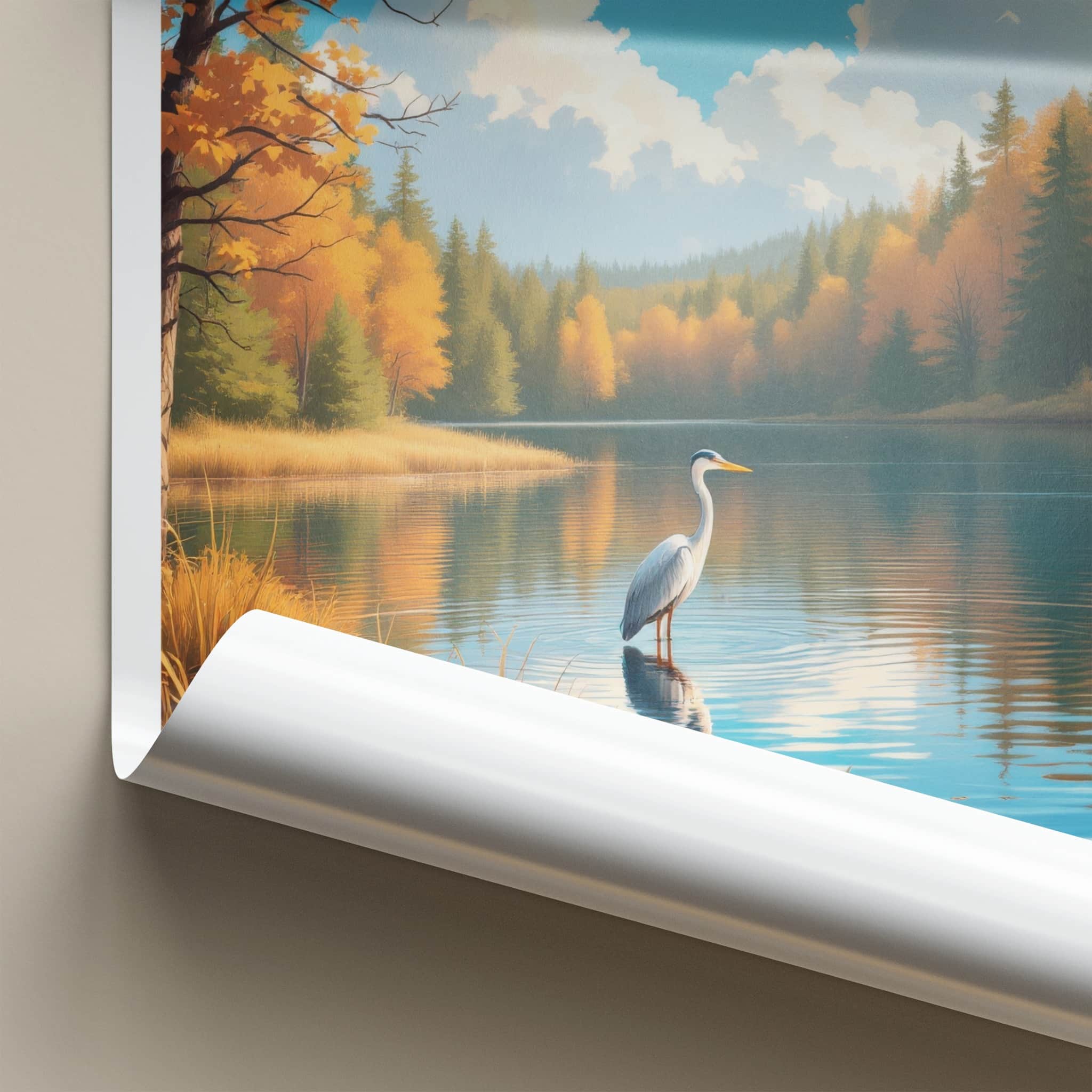 Wigierski Poster - Poland Travel Art - Calm Lake Heron Home Decor