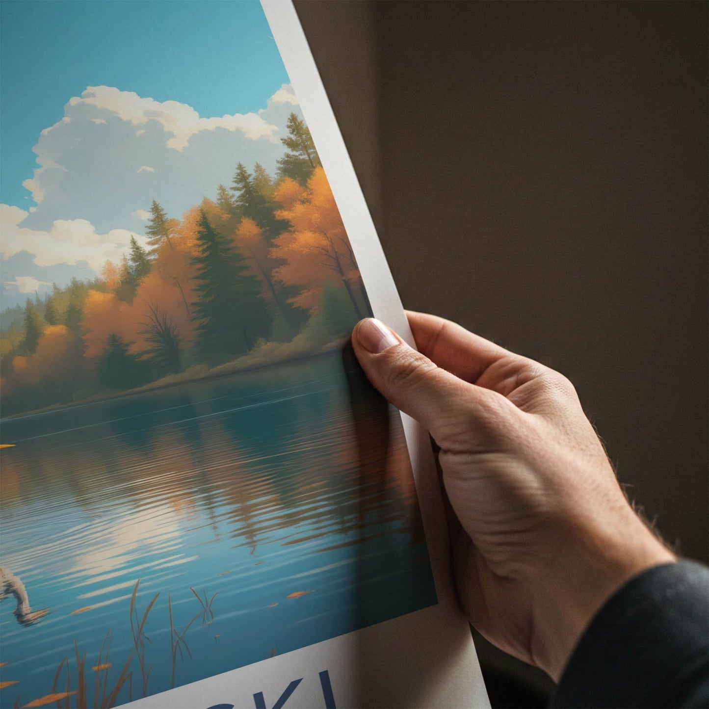 Wigierski Poster - Poland Travel Art - Calm Lake Heron Home Decor