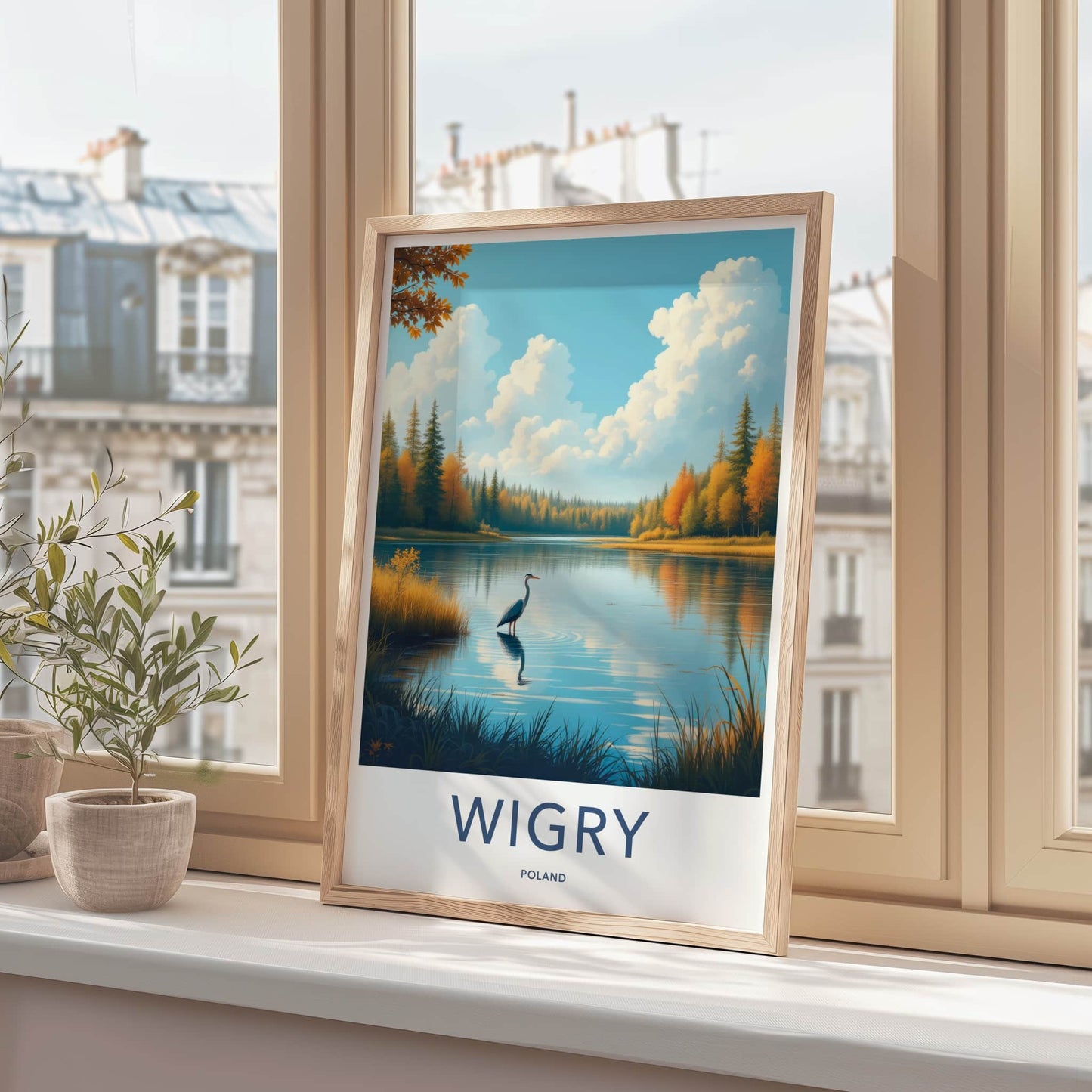 Wigry Poster - Poland Travel Art - Blue Heron Lake Home Decor