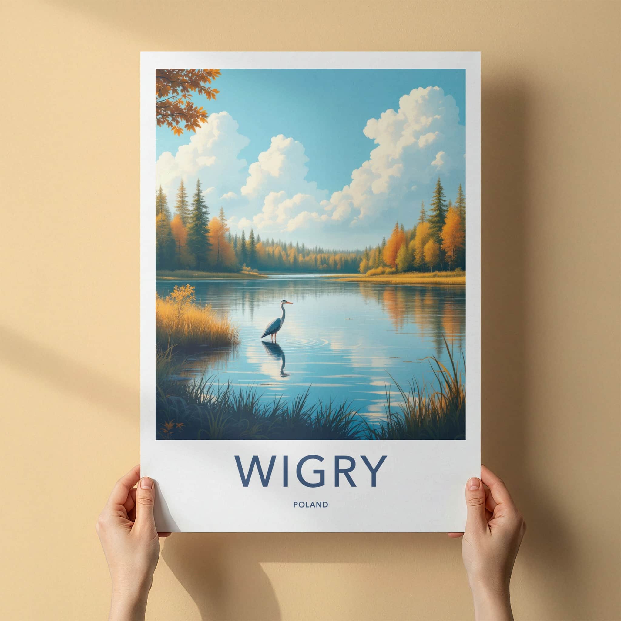 Wigry Poster - Poland Travel Art - Blue Heron Lake Home Decor