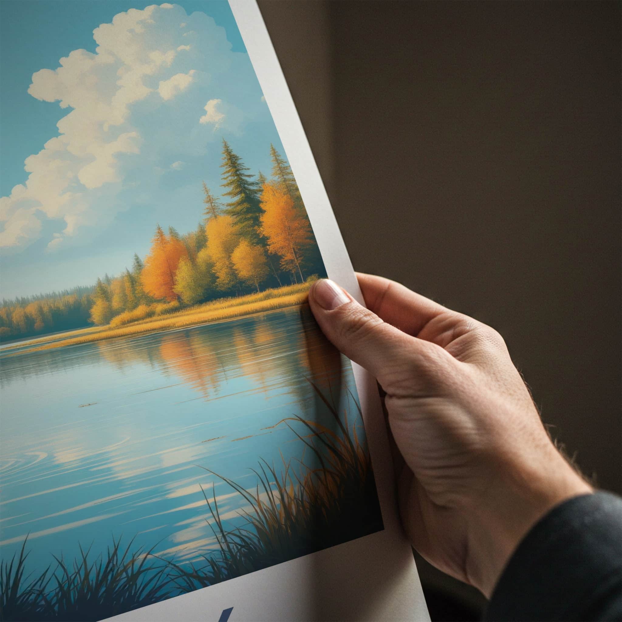 Wigry Poster - Poland Travel Art - Blue Heron Lake Home Decor