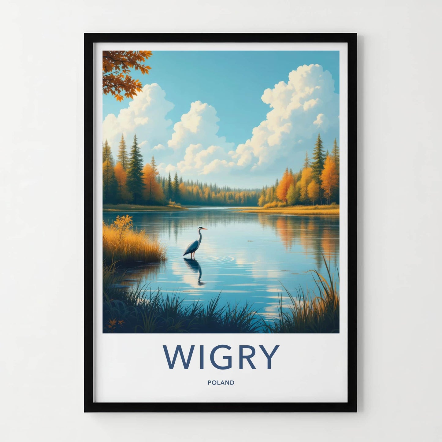 Wigry Poster - Poland Travel Art - Blue Heron Lake Home Decor