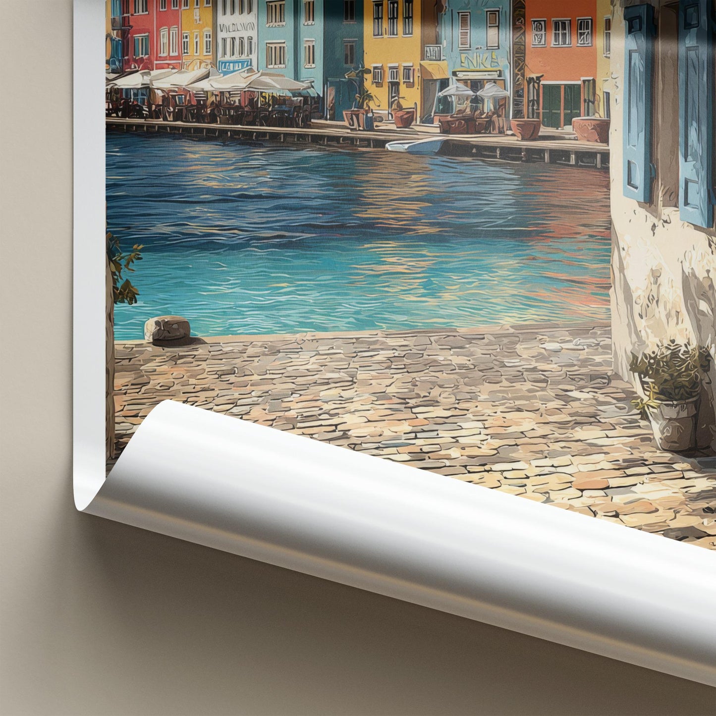 Willemstad Poster - Curacao Travel Art - Colorful Canal Houses Home Decor