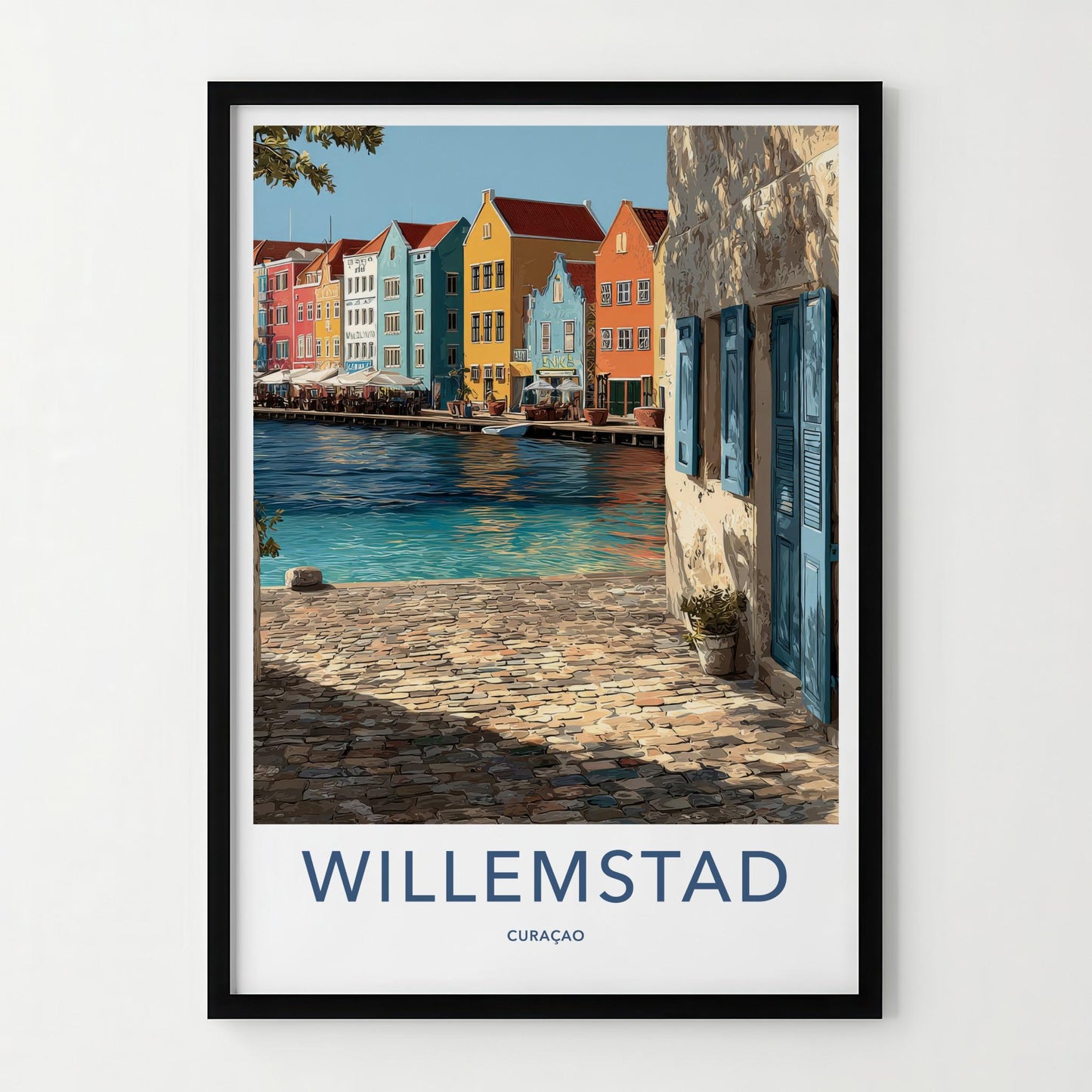 Willemstad Poster - Curacao Travel Art - Colorful Canal Houses Home Decor