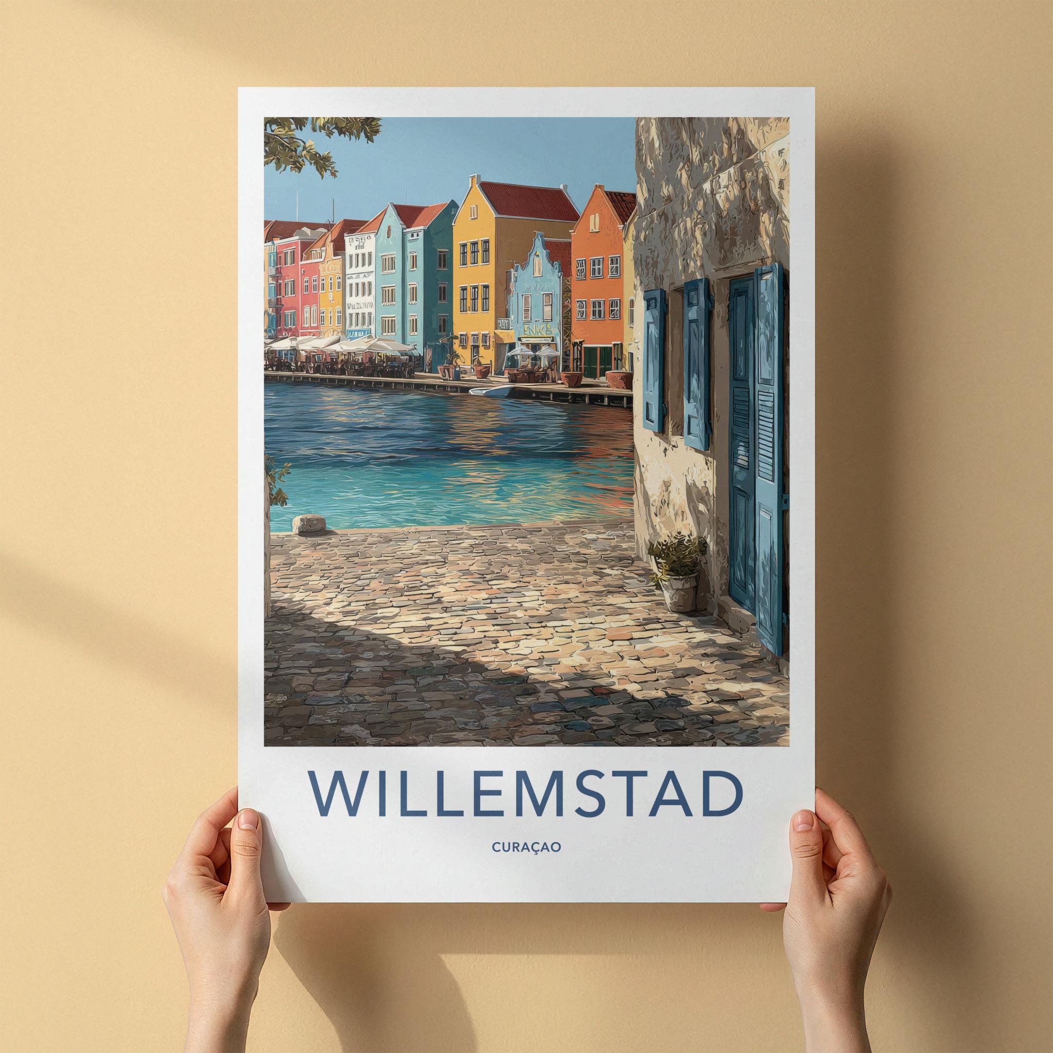 Willemstad Poster - Curacao Travel Art - Colorful Canal Houses Home Decor