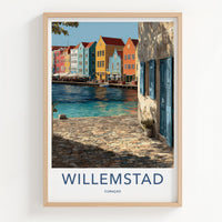 Willemstad Poster - Curacao Travel Art - Colorful Canal Houses Home Decor