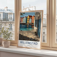 Willemstad Poster - Curacao Travel Art - Colorful Canal Houses Home Decor
