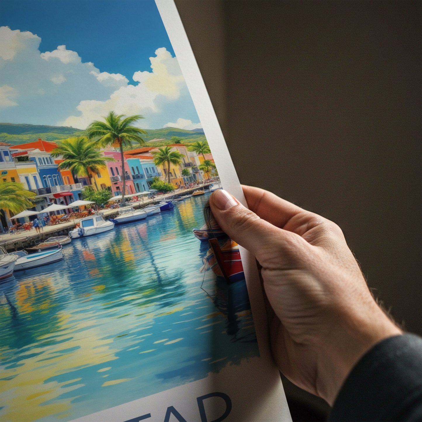 Willemstad Poster - Curacao Travel Art - Colorful Canal Waterfront Home Decor