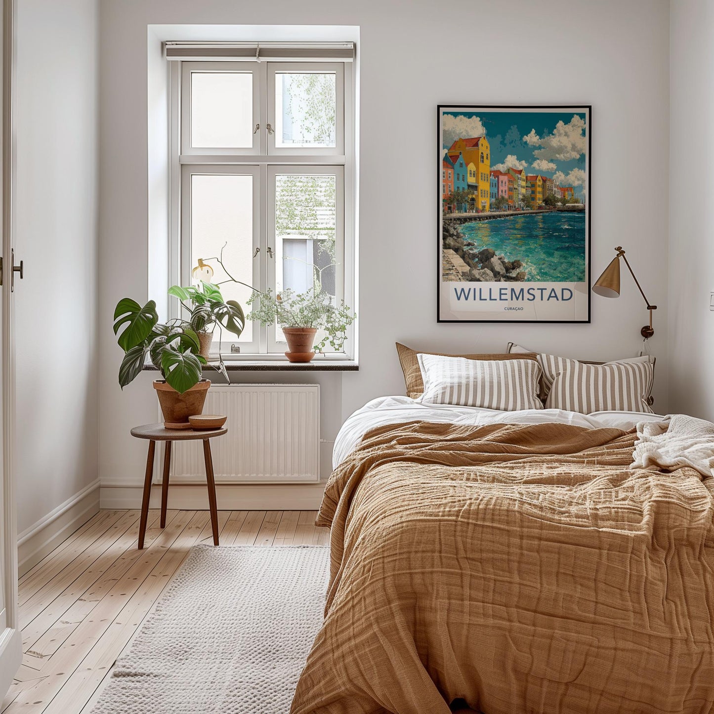 Willemstad Poster - Curacao Travel Art - Colorful Harbor View Home Decor