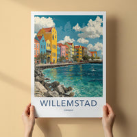 Willemstad Poster - Curacao Travel Art - Colorful Harbor View Home Decor